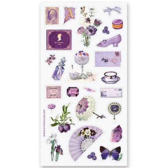 3 for $15 -‎ Lovely Lavender Stickers - 1 Floral & Retro Sticker Sheet - NEW - Picture 1 of 3